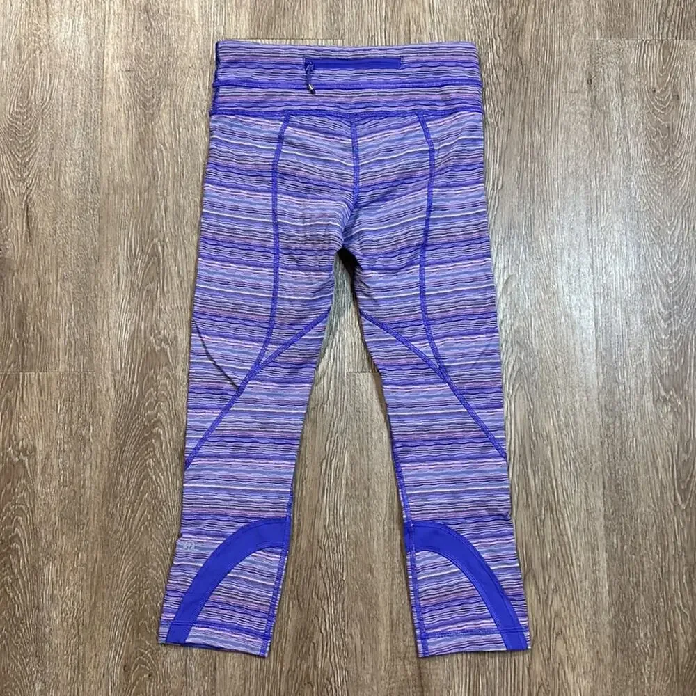 Lululemon Run Inspire Crop II Leggings Space Dye Twist Iris Flower‎ Pink Shell 4